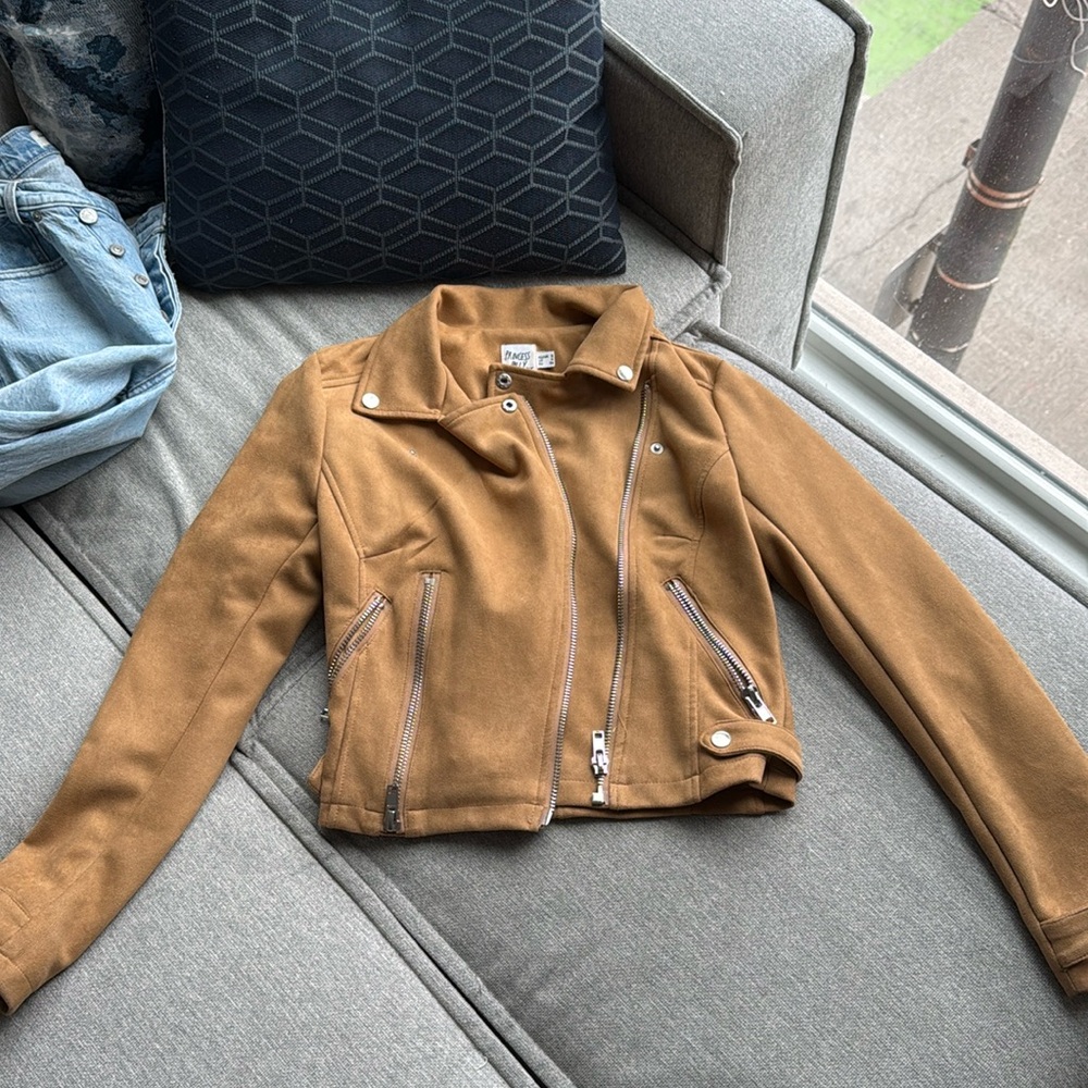 Princess Polly tan Suede biker jacket